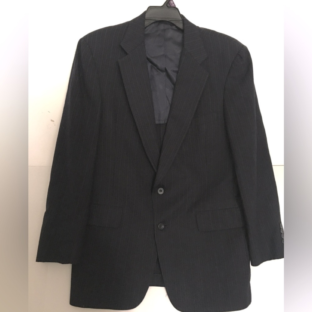 Vintage Austin Reed Wool 2 Button Men's Blazer Black Pin Stripe